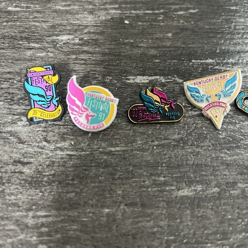 Lot of (14) 1990-2001 FULL SET Kentucky Derby Festival Pegasus Pins 3 1997 Anniv